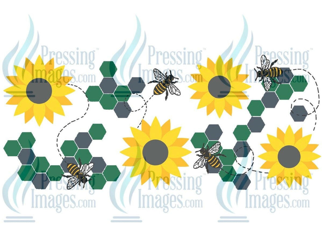 UVW 1214 Sunflower and bees - Pressing Images
