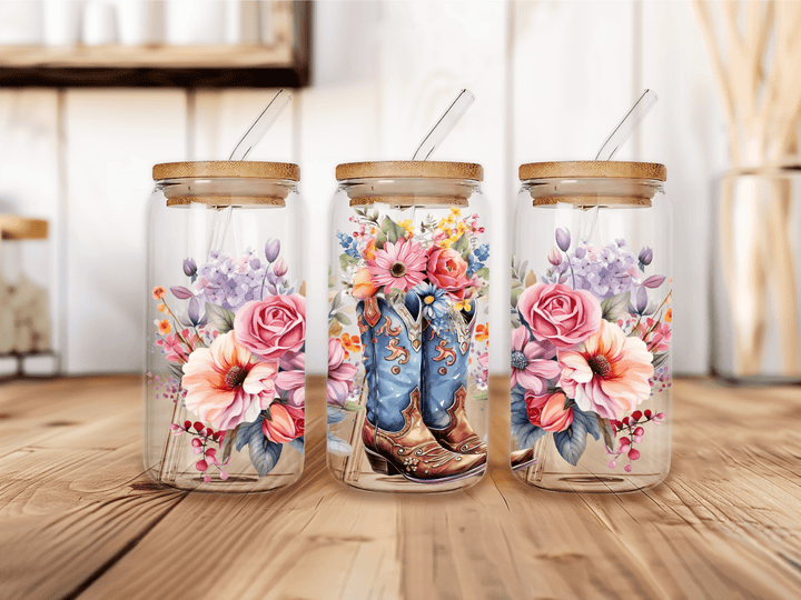 UVW 1308 Cowboy boots and flowers - Pressing Images