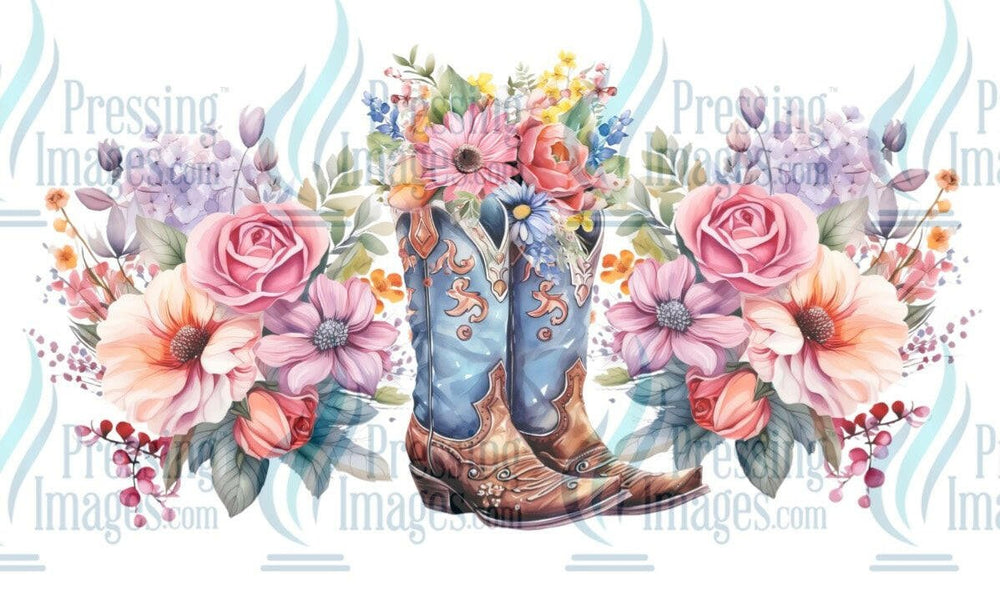 UVW 1308 Cowboy boots and flowers - Pressing Images