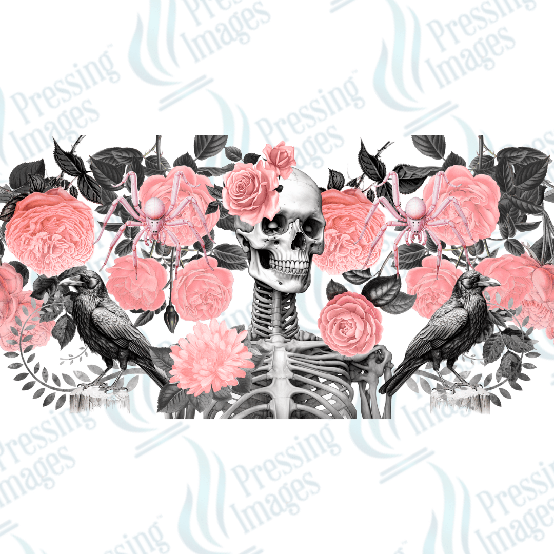 UVW 1358 Pink skulls gothic - Pressing Images
