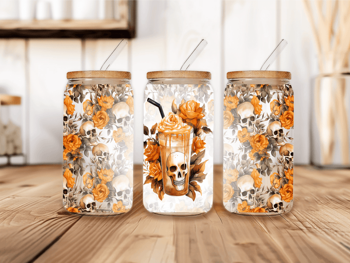 UVW 1672 Skull and orange flowers - Pressing Images