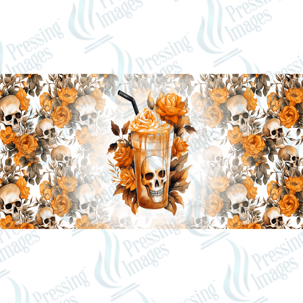 UVW 1672 Skull and orange flowers - Pressing Images