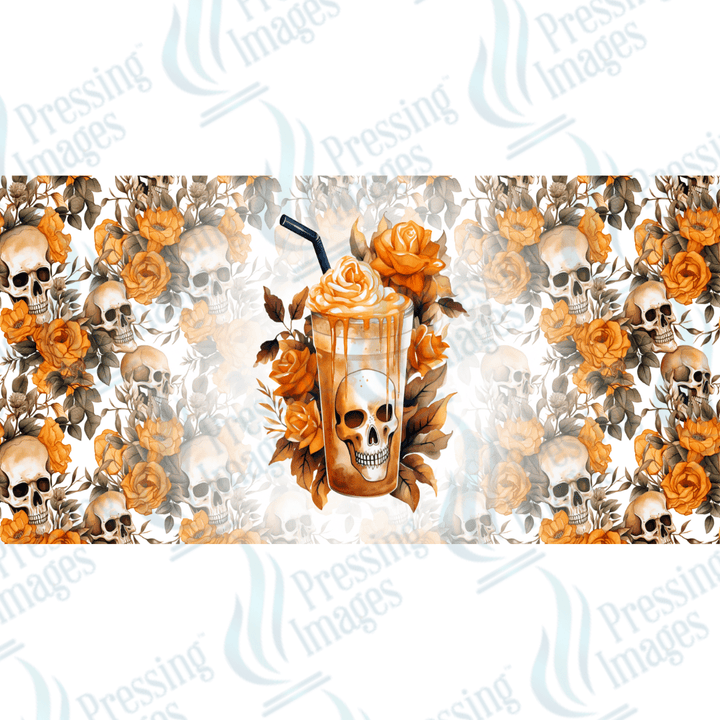 UVW 1672 Skull and orange flowers - Pressing Images