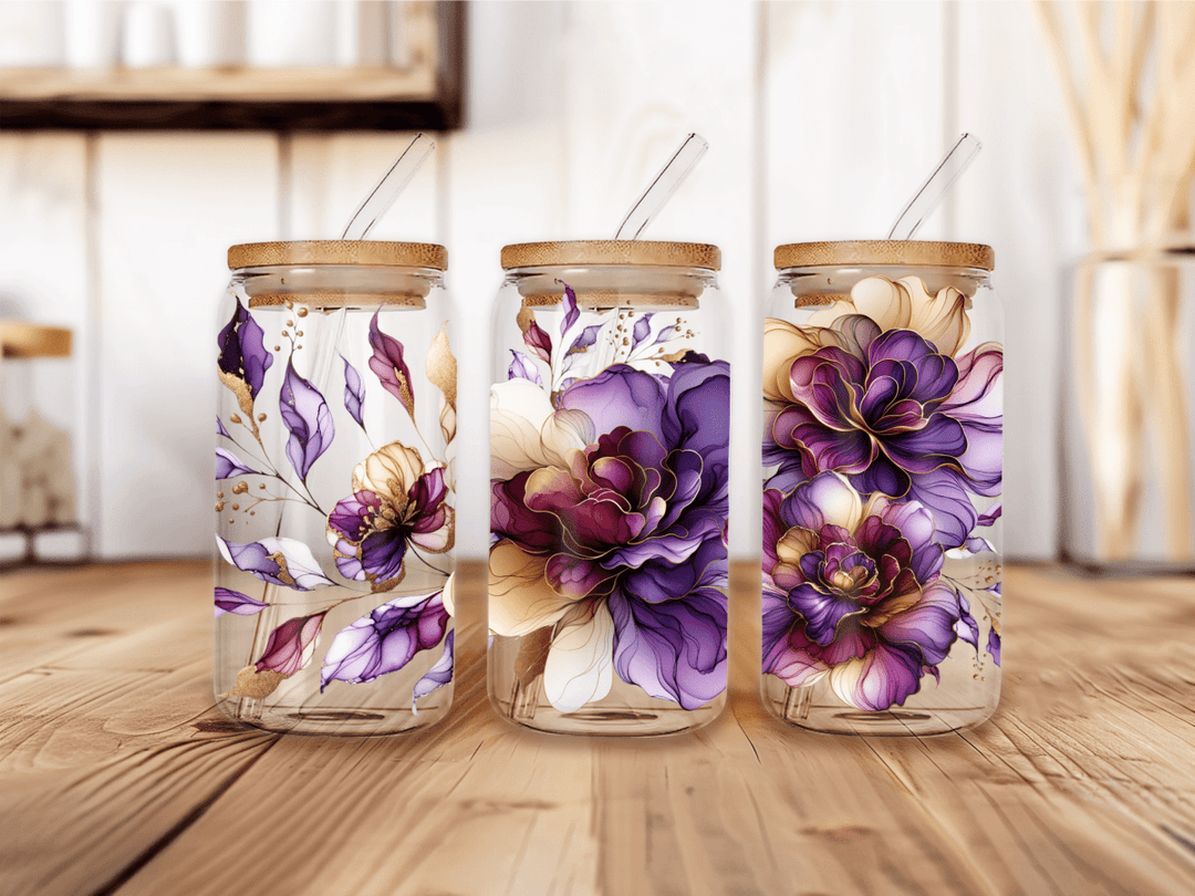 UVW 1696 Alcohol ink purple flower - Pressing Images