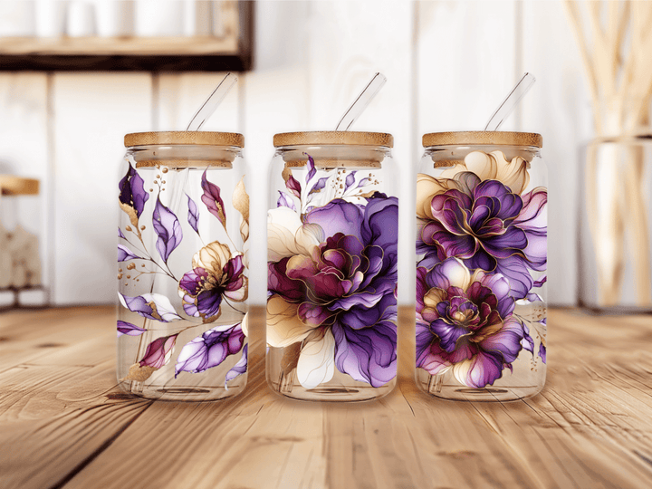 UVW 1696 Alcohol ink purple flower - Pressing Images