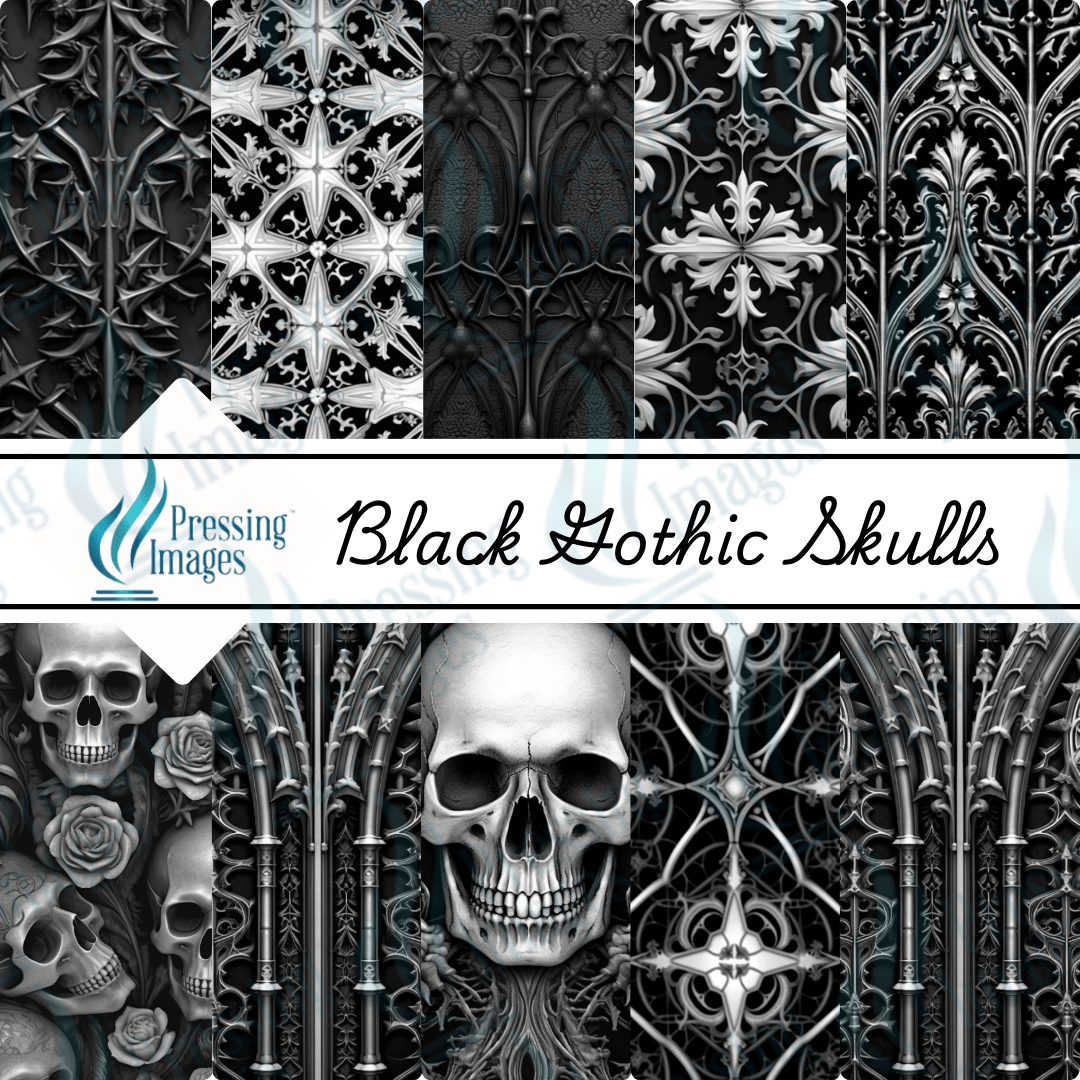 VP 1001 Black Gothic Skulls - Pressing Images