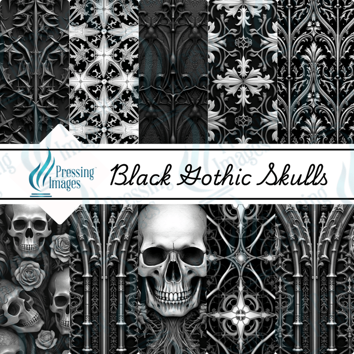 VP 1001 Black Gothic Skulls - Pressing Images