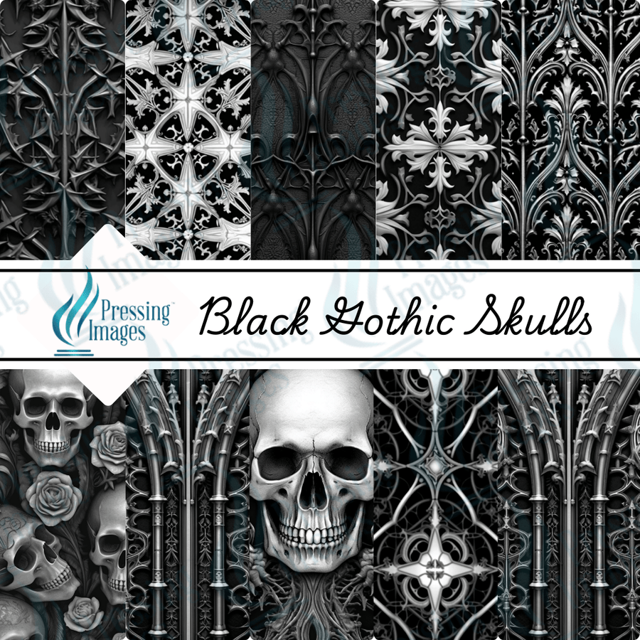 VP 1001 Black Gothic Skulls - Pressing Images
