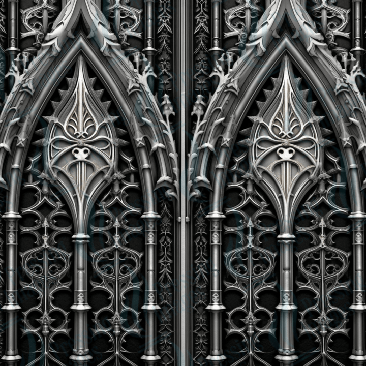 VP 1001 Black Gothic Skulls - Pressing Images