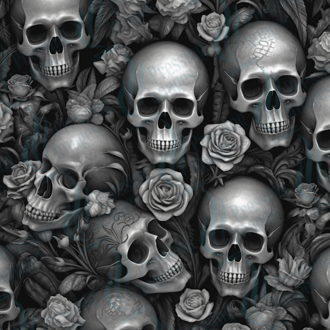 VP 1001 Black Gothic Skulls - Pressing Images
