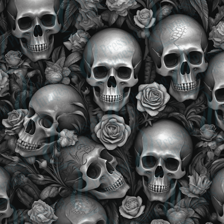 VP 1001 Black Gothic Skulls - Pressing Images