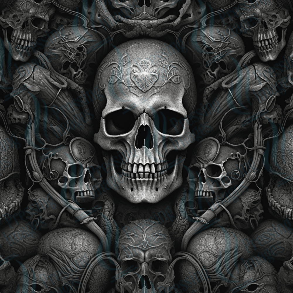 VP 1001 Black Gothic Skulls - Pressing Images