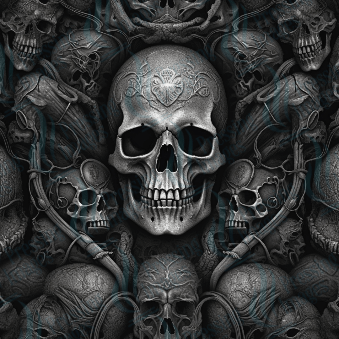 VP 1001 Black Gothic Skulls - Pressing Images