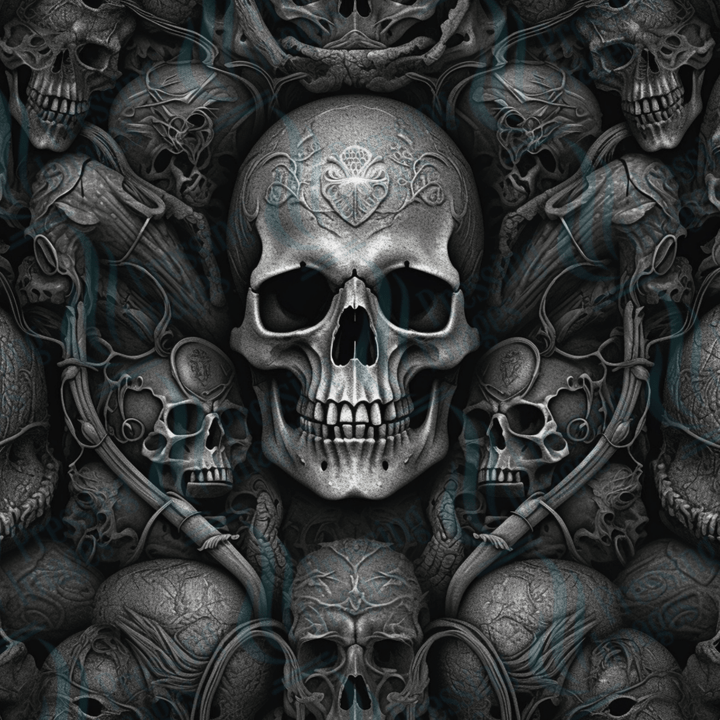 VP 1001 Black Gothic Skulls - Pressing Images