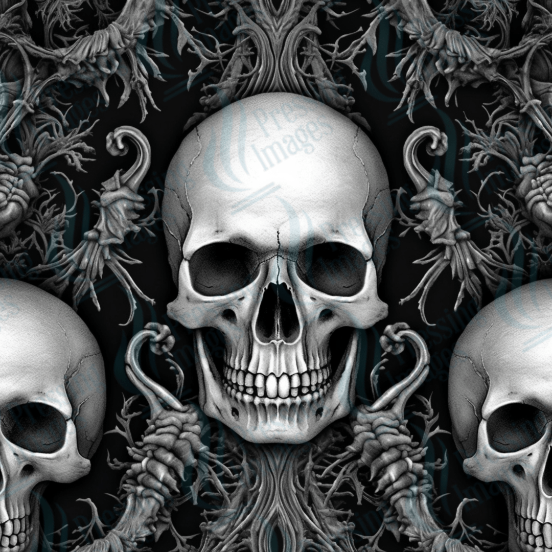 VP 1001 Black Gothic Skulls - Pressing Images