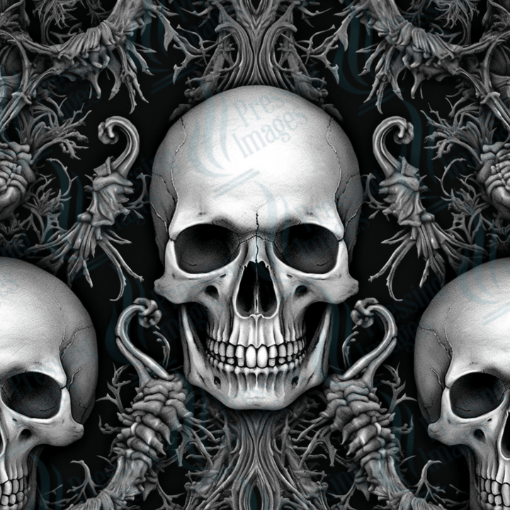 VP 1001 Black Gothic Skulls - Pressing Images