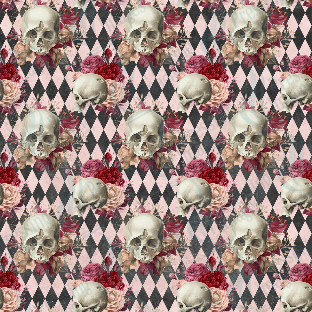 VP 1005 Pink Skulls - Pressing Images