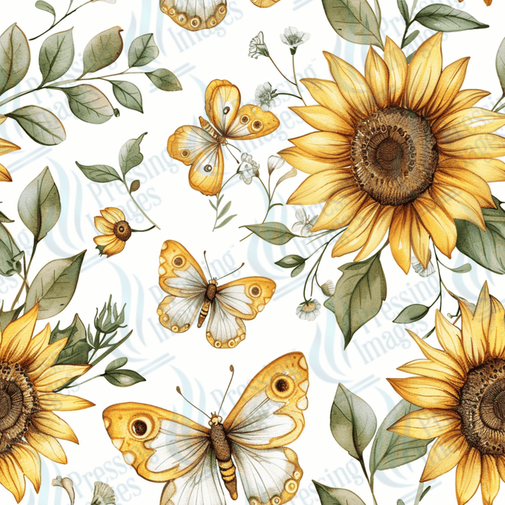 VP 1018 Sunflowers and butterflies - Pressing Images