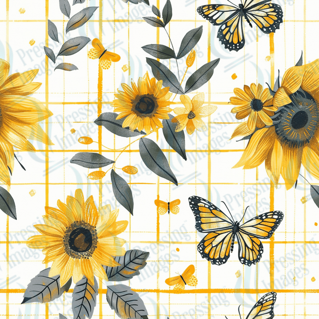 VP 1018 Sunflowers and butterflies - Pressing Images