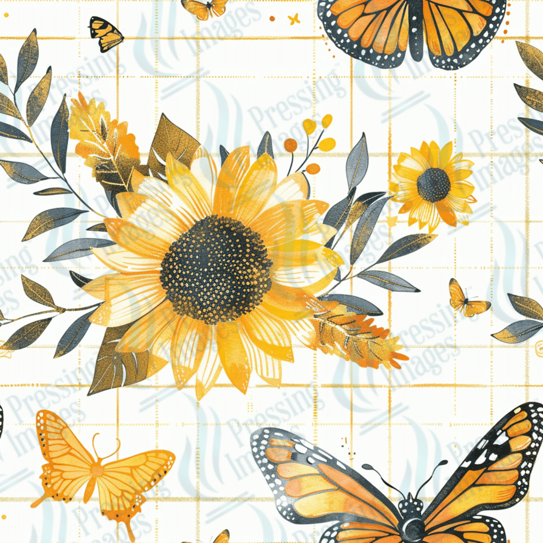VP 1018 Sunflowers and butterflies - Pressing Images
