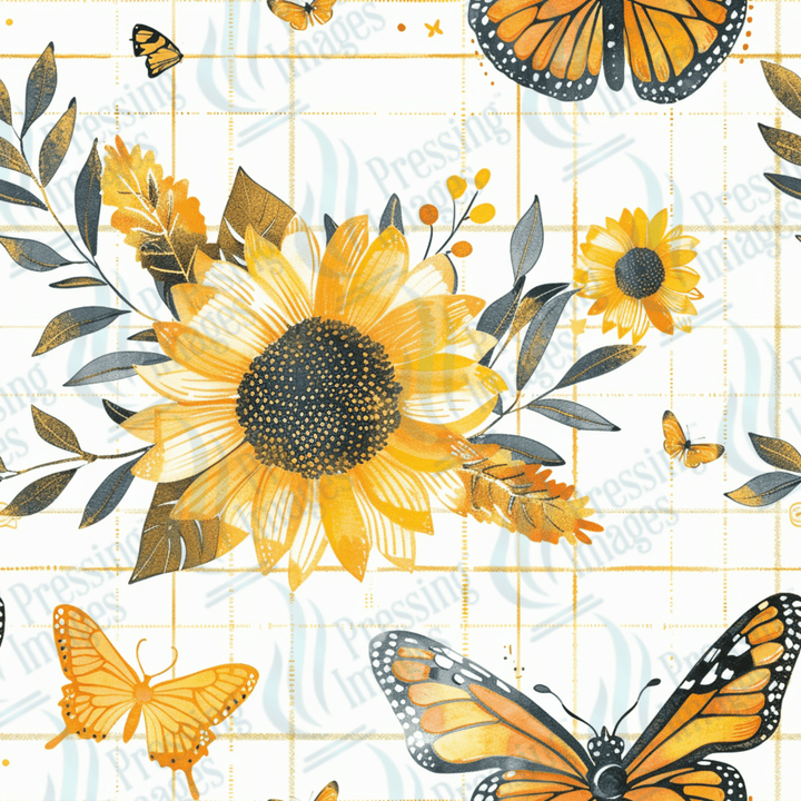 VP 1018 Sunflowers and butterflies - Pressing Images