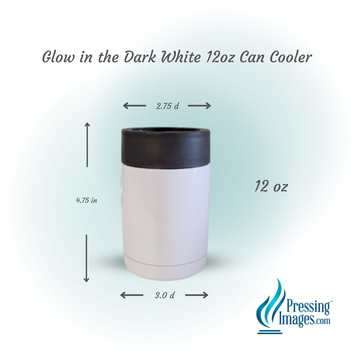 Glow in the Dark White 12oz Can Cooler - 110097