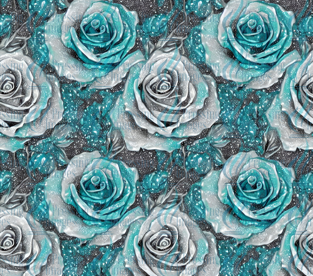 teal and silver rose sublimation and vinyl wraps