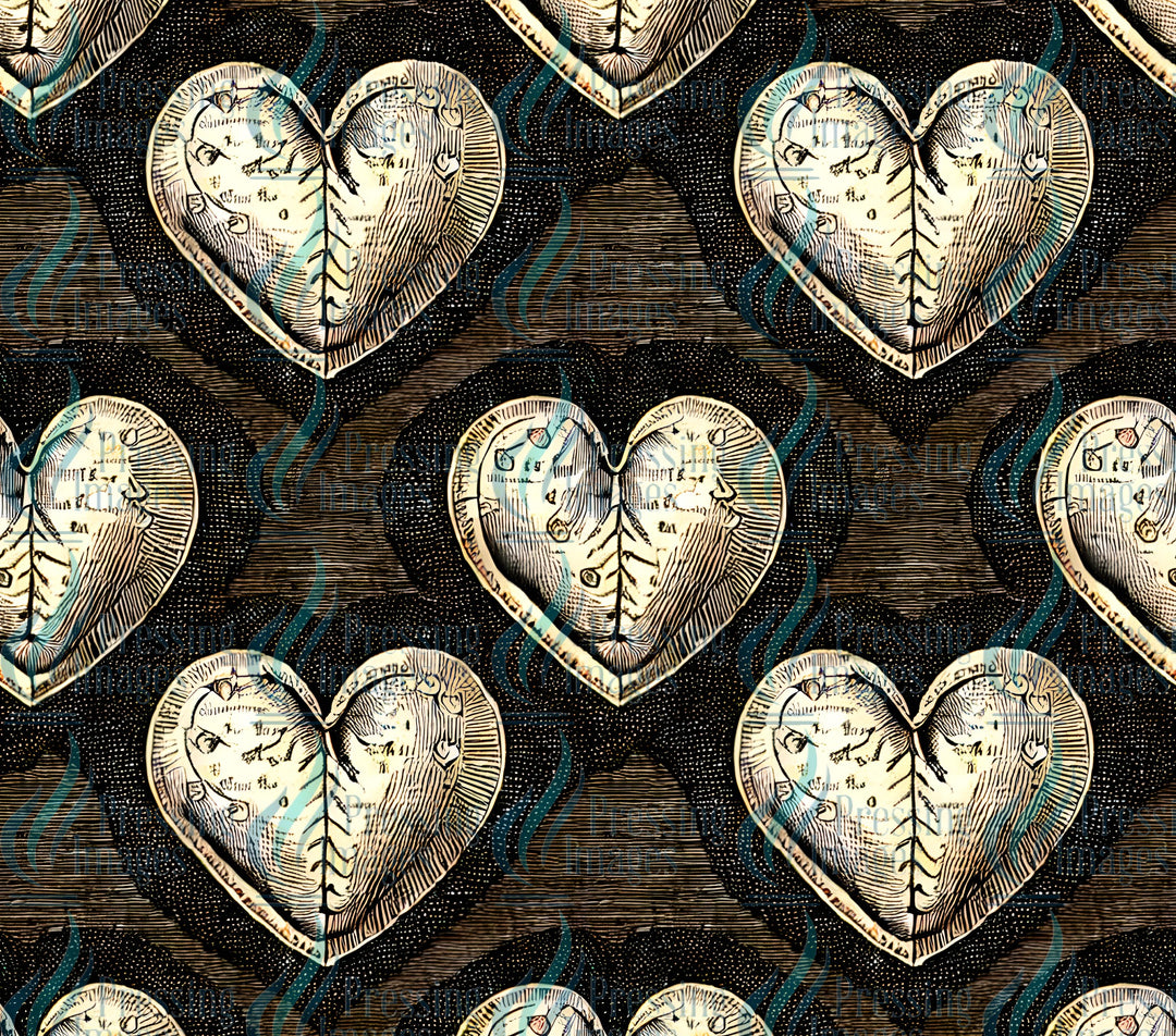 abstract paper hearts on brown/black background.  Sublimation and epoxy wraps
