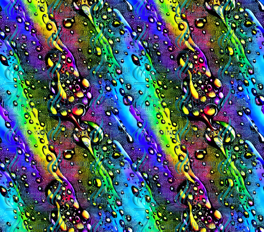 rainbow droplets on a rainbow background. Sublimation and epoxy vinyl wrap