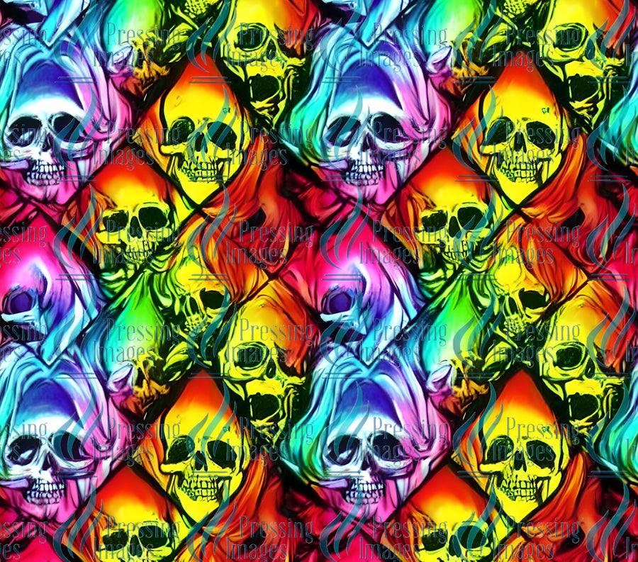Rainbow skulls with a diamond patter.  Craft vinyl for sublimation and epoxy