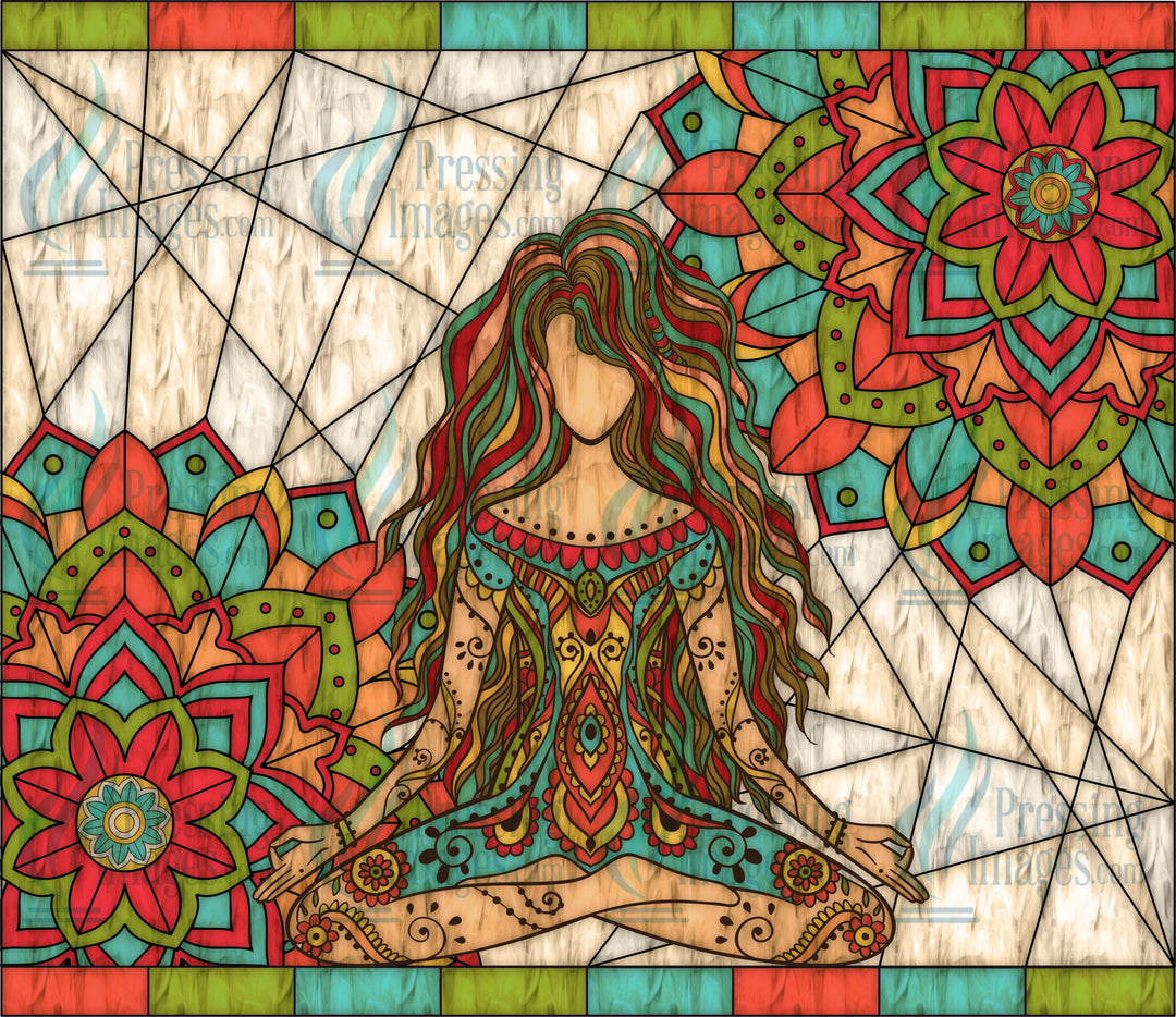Stained glass women with flower mandalas. Sublimation wrap print, epoxy paper, vinyl decal