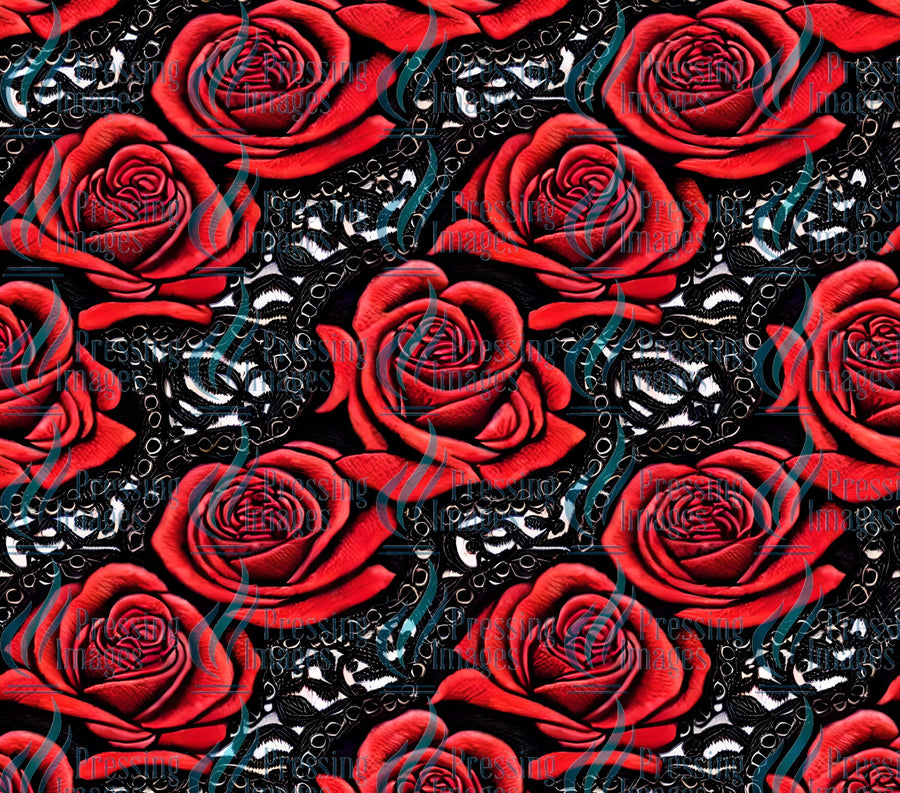 Red roses with black lace in the background.  Tumbler vinyl/sublimation wrap