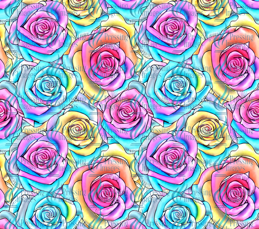 rainbow roses pattern tumbler wrap for sublimation, epoxy and vinyl use