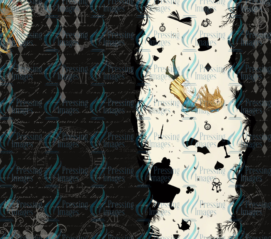 Alice in wonderland, falling down the rabbit hole tumbler wrap for sublimation, epoxy and vinyl use