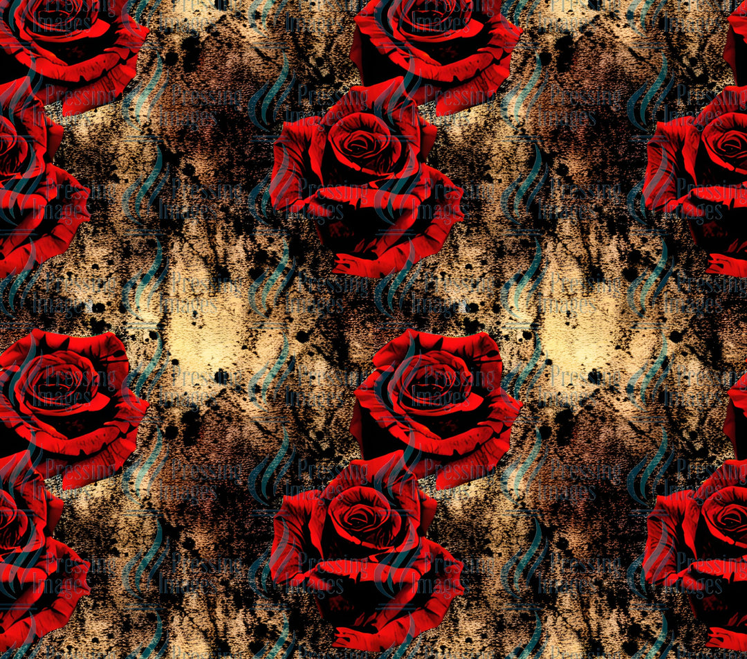 Grunge roses with black splashes tumbler wrap for sublimation, epoxy and vinyl use