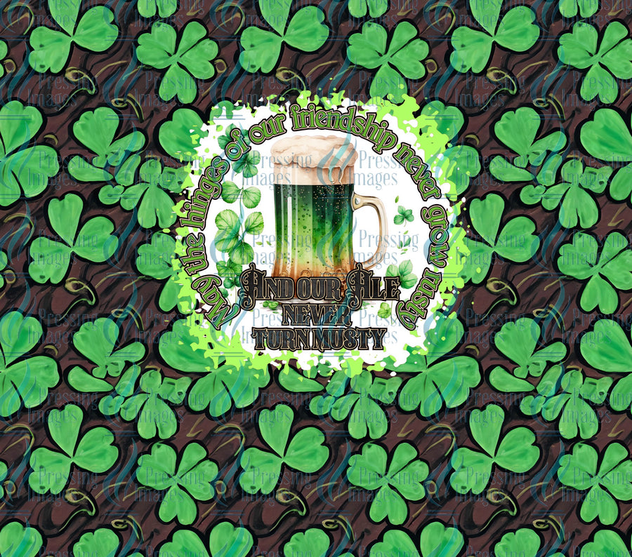 St. Patricks day tumbler wrap with clovers and green beer