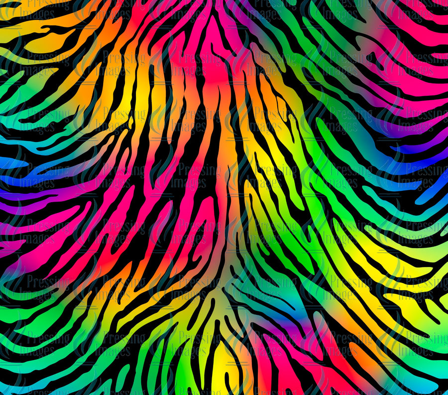 neon rainbow zebra print tumbler wrap for sublimation, epoxy and vinyl use