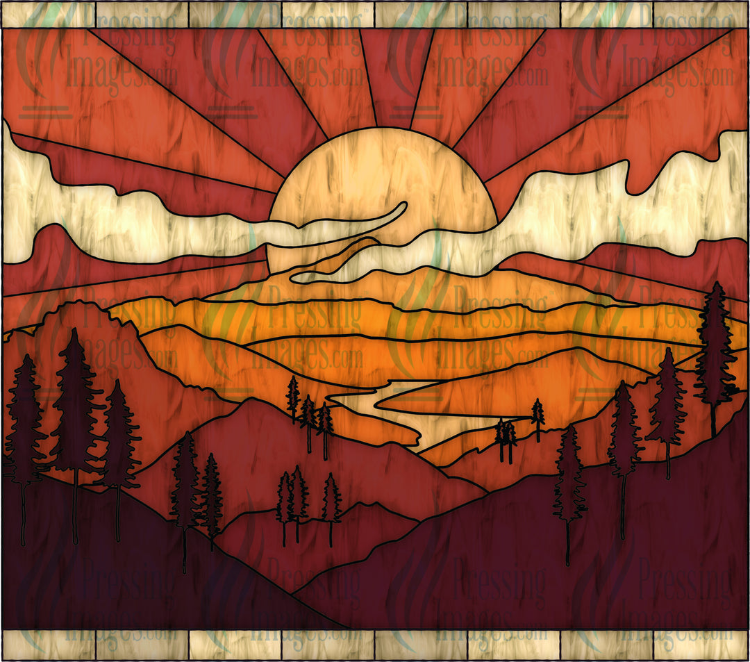 1043 Mountain Sunset Stained Glass Tumbler Wrap