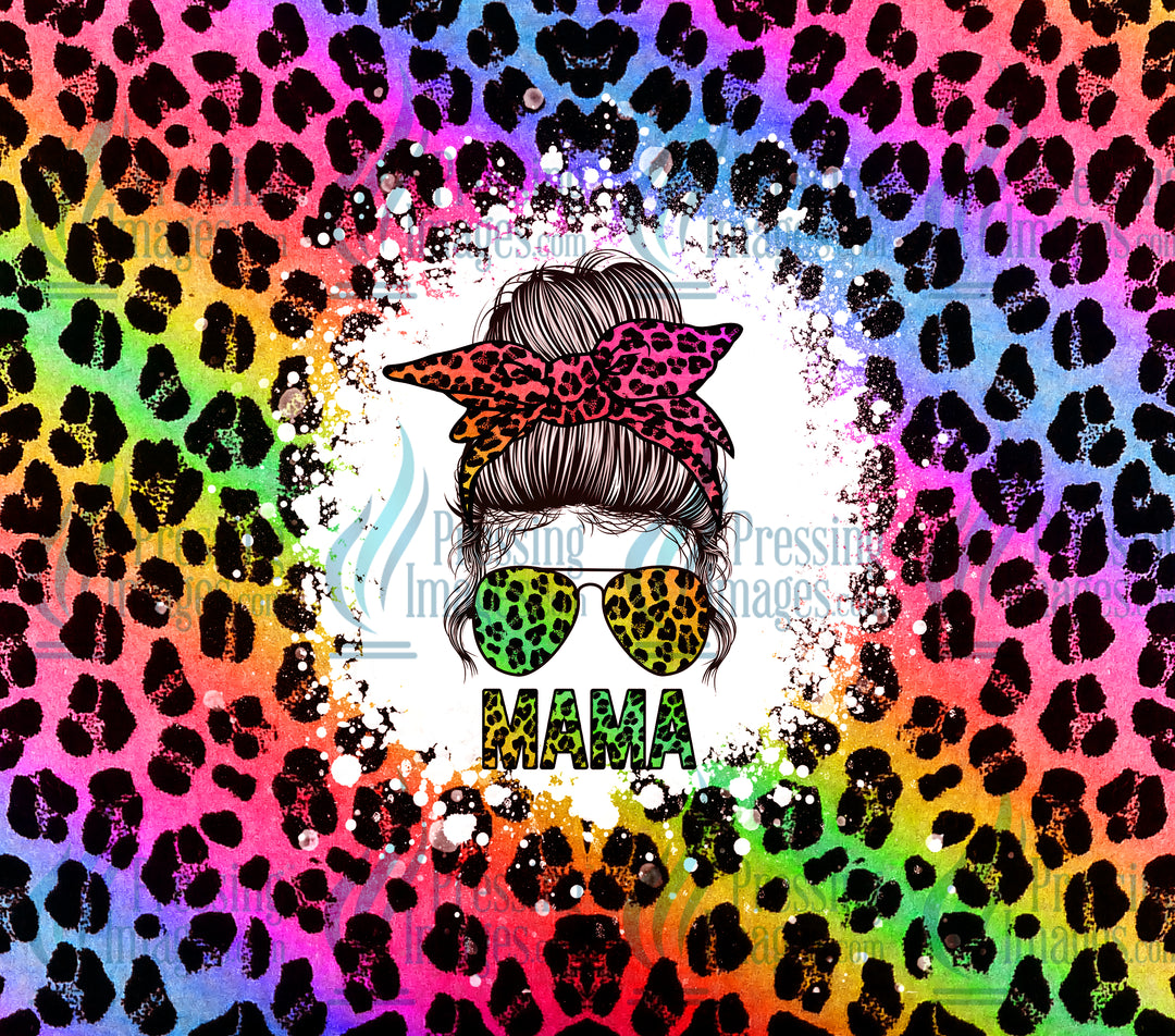 1051 Mama Rainbow Leopard Tumbler Wrap