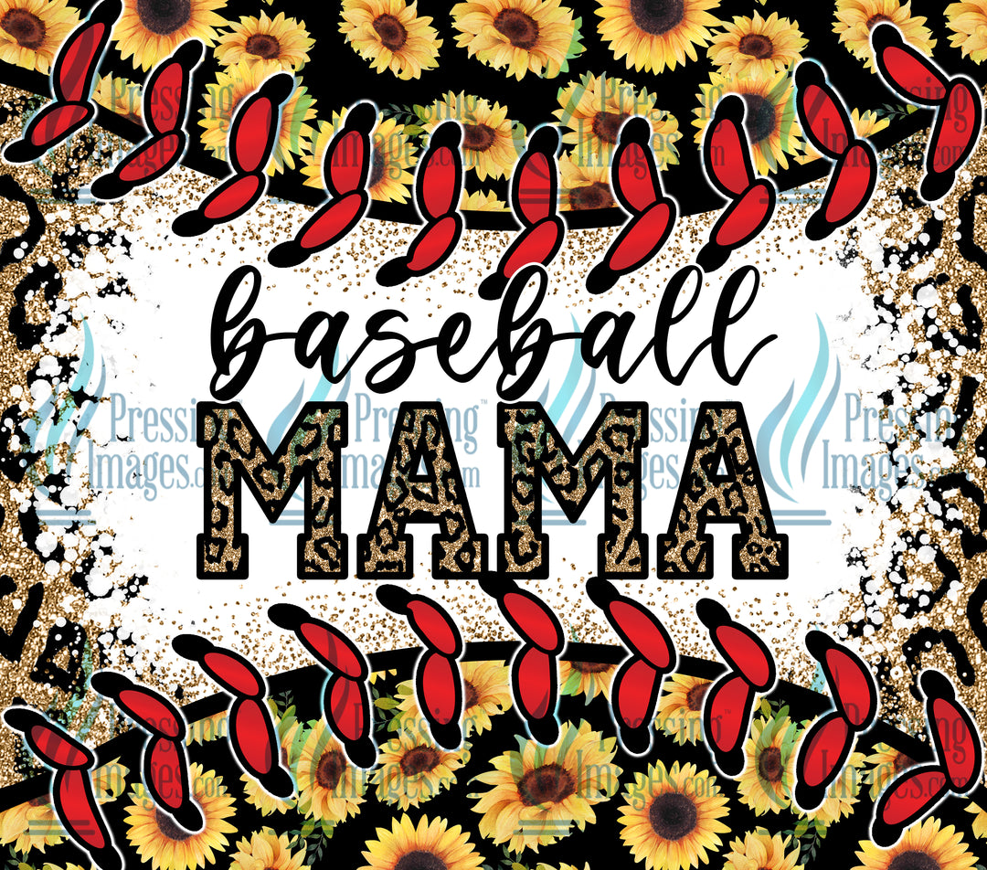1085 Baseball Mama Sunflower Tumbler Wrap