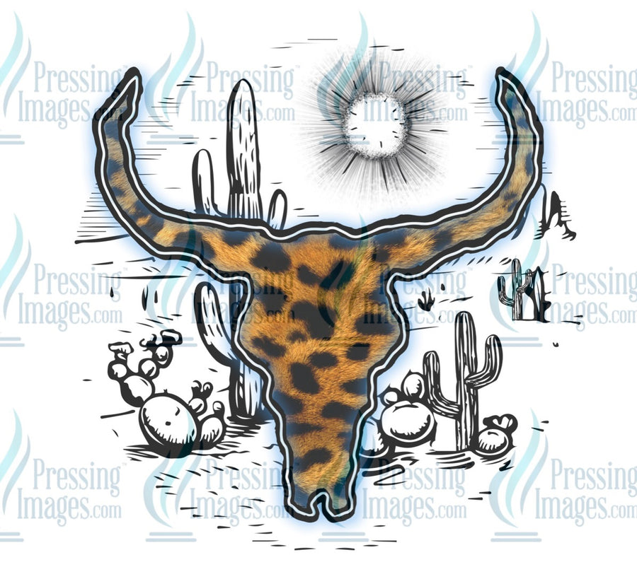 Decal: Bull skull with cactus