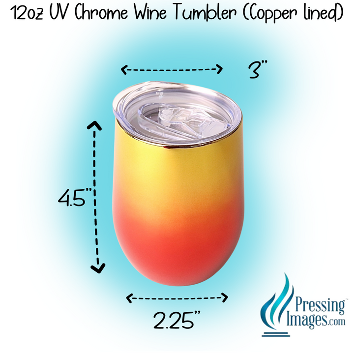 Bundle of 6 12oz UV Chrome Wine Tumbler (copper lined) - great for rhinestones!