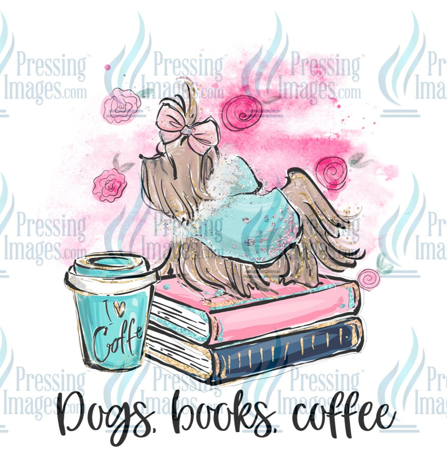 Decal: Dogs books coffee