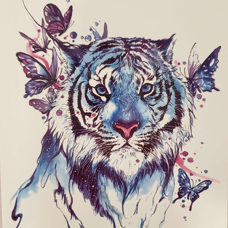 Tiger Butterfly - 769 - 8"x 6" Temporary Tattoo