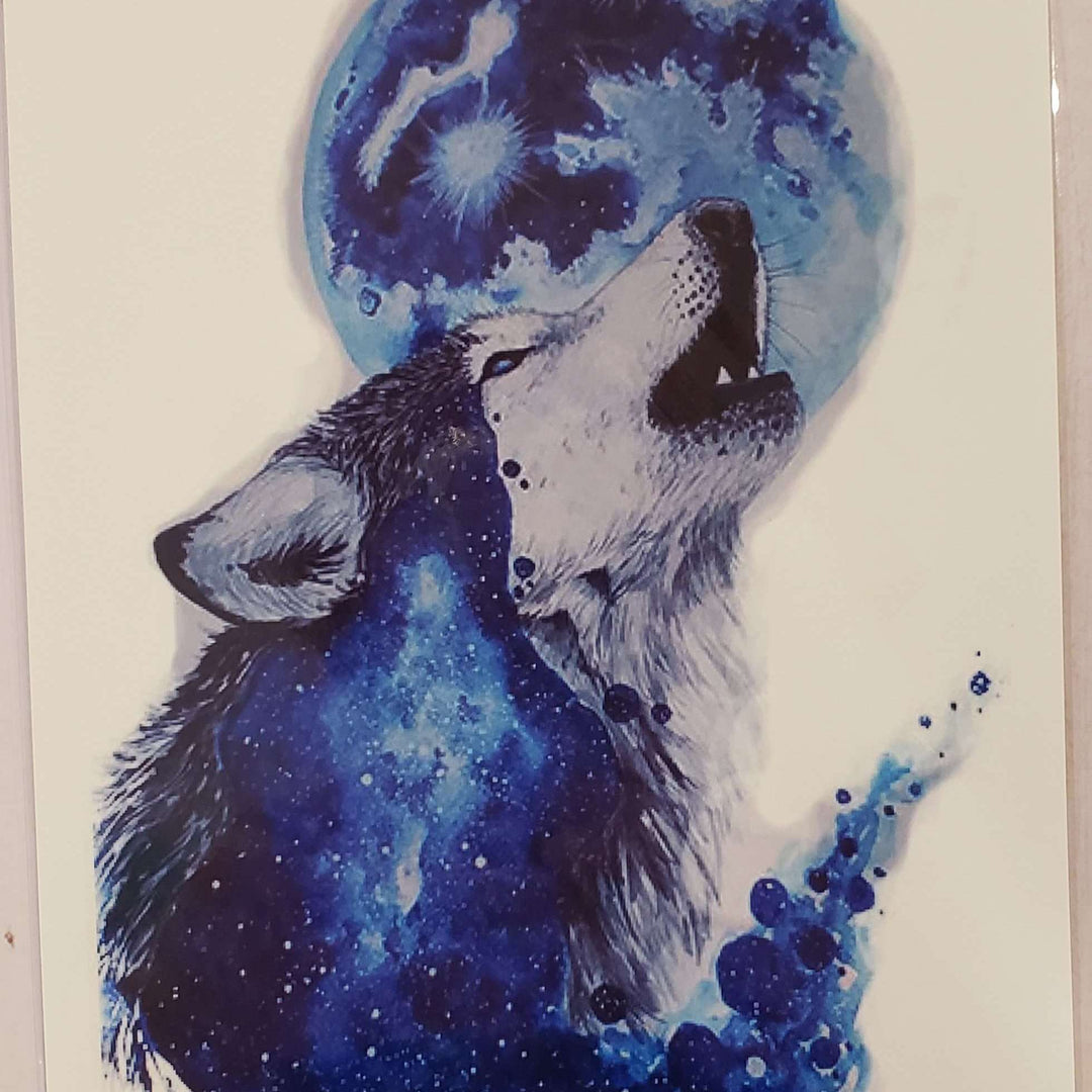 Wolf Moon -131- 8"x 6" Temporary Tattoo