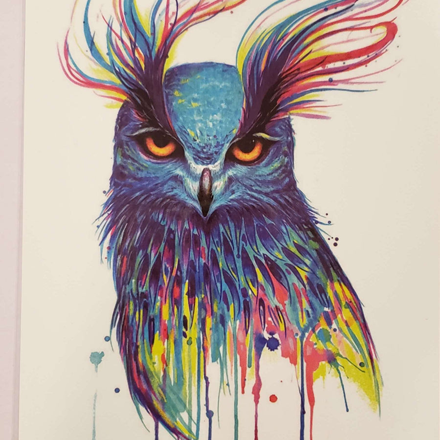 Painted Owl -361 - 8"x 6" Temporary Tattoo