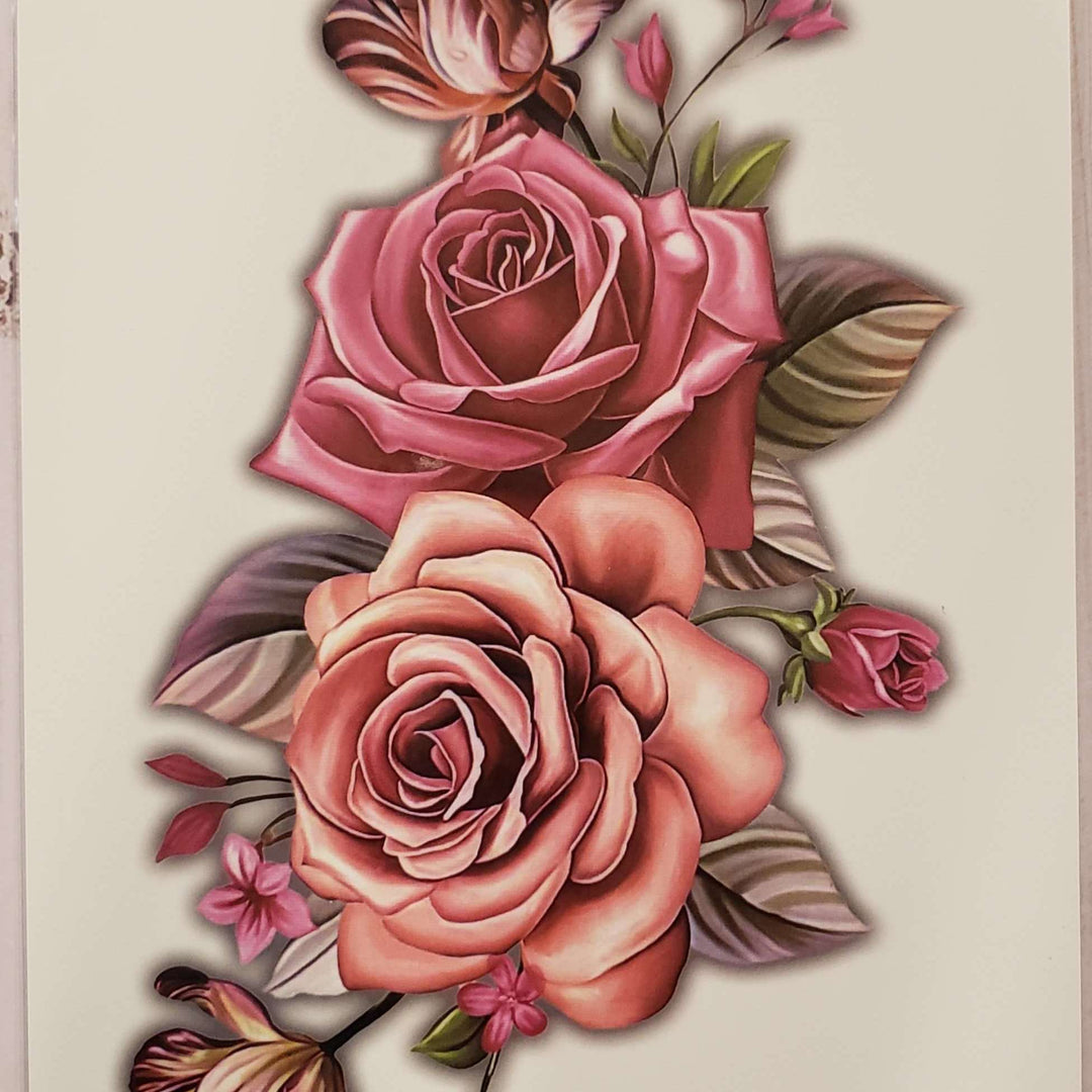 Roses -665- 8"x 6" Temporary Tattoo