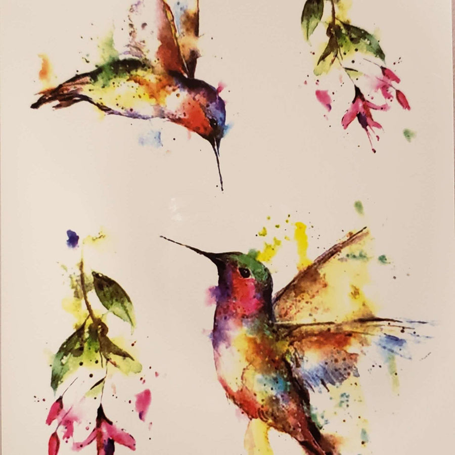 Hummingbirds - 444 - 8"x 6" Temporary Tattoo