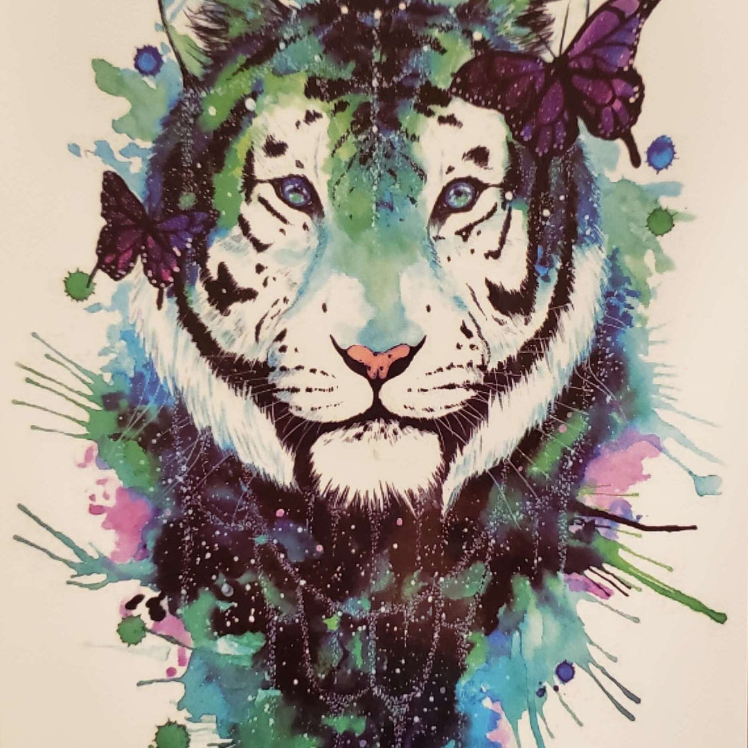 Painted Tiger - 198 - 8"x 6" Temporary Tattoo