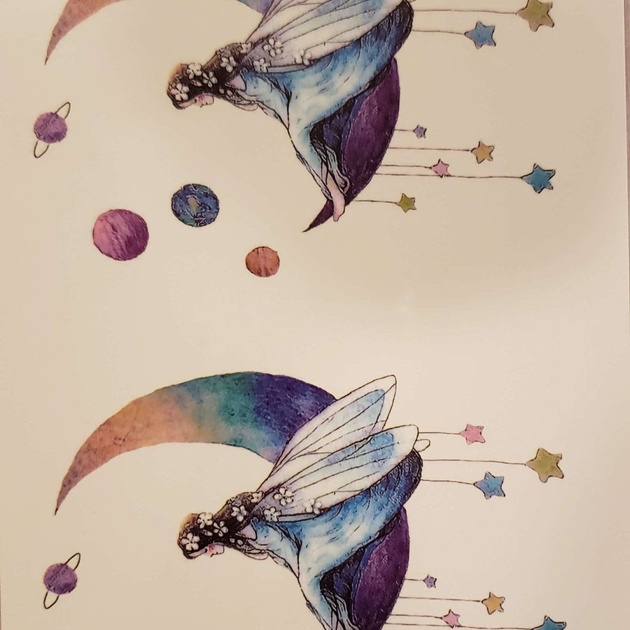 Angel Moon - 785 - 8"x 6" Temporary Tattoo